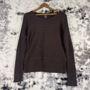Italtempo Sweater Womens Size Medium Brown Merino Wool Horizontal Cable Knit‎